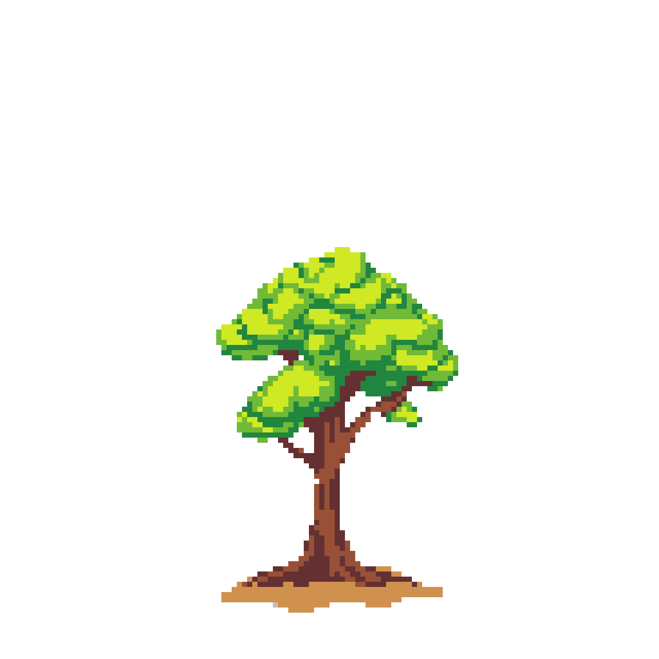 Serene Green Tree: Earthy Roots, Sunlit Leaves