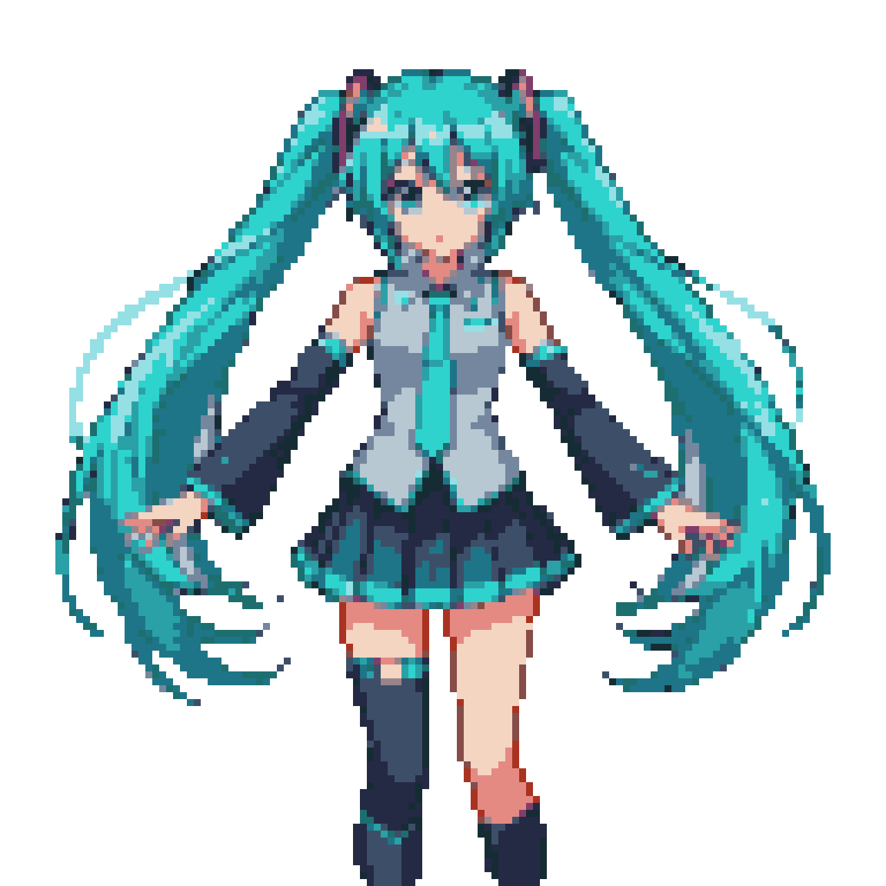 Hatsune Miku: Energetic Idol in Futuristic Uniform