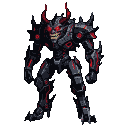 Pixel Art: bidedal demon mech on high heels and devil face - game boss ...