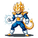 Pixel Art: Vegeta (Dragon Ball) (generated with AI by Tynvar Spirit).