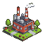 Pixel Art: small cute factory isometric view