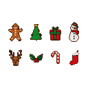 Pixel Art: 生成八个不同的圣诞元素