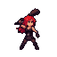 Pixel Art: hero red haired female with bat