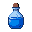 Pixel Art: blue potion, no shadow (generated with AI and edited by sandacz).