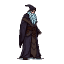 Pixel Art: great tall wizard, full body sideview, game character (generated with AI by pixie.haus).