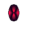 Pulsating red and magenta abstract form, pixelated and ovular, with sharp geometric segments converging to a central point on a dark background.