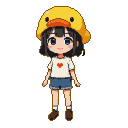 Pixel art generated with AI prompt: anime girl in duck hat