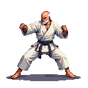 Pixel Art: old school karate fighter (generated with AI by sandacz).
