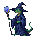 Pixel Art: lizard mage in huge hat