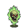 Spectral Skull: Crimson Eyes & Green Flames of Dread