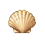 Pixel Art: A small ivory-toned seashell, matte and delicate, bringing a...