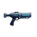 Pixel Art: retro futuristic tesla rifle