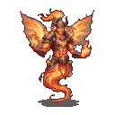 Pixel art generated with AI prompt: fire djinn