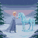 Pixel Art: Elsa from Frozen 2 with the Ice horse