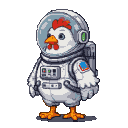 Pixel Art: chicken in space suit