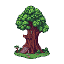 Pixel Art: tree house (generated with AI by pixie.haus).