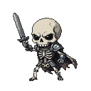 Pixel Art: chibi style skeleton warrior