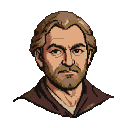 Pixel portrait of a middle-aged man with light brown hair, a beard, and a serious expression.