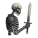 Pixel Art: Skeleton warrior with sword sideview