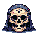 Pixel Art: little skull (generated with AI by Lelush).