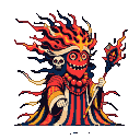 Pixel Art: portrait of great inferno mage