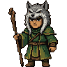 Pixel Art: druid in wolf hat