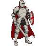 Pixel Art: Warrior using a white plate armor, with a closed helm and a ...