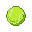 A lime-green tennis ball with a retro pixelated texture floats in a black void.
