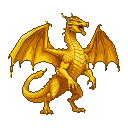 Golden Dragon: Majestic Wings Spread, Retro Fantasy Art