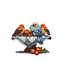 Pixel Art: Жаренная курица на тарелке с овощами