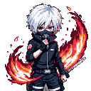 Pixel Art: Ken Kaneki (Tokyo Ghoul) (generated with AI by Tynvar Spirit).