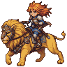 Pixel Art: hero girl riding on lion