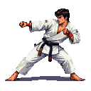 Pixel Art: old school karate fighter (generated with AI by sandacz).