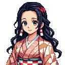 Pixel Art: Nezuko Kamado (Kimetsu no Yaiba) (generated with AI by Tynvar Spirit).