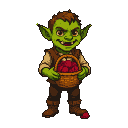 Pixel art generated with AI prompt: goblin holding basket of