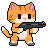 Pixel Art: 64x64 cat with gun