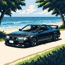 Pixel Art: Honda Civic coupe 1995 Preto (generated with AI by Tynvar Spirit).