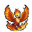A phoenix with outstretched, fiery wings.