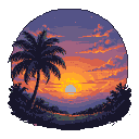 Pixel Art: Sunset (generated with AI by Aermir Shapeshifter).