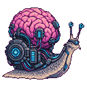Pixel Art: mastermind cyber snail with giga brain
