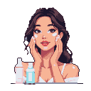 Serene Woman's Skincare Ritual: Calm Beauty Art