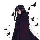 Pixel Art: “Pixel art animation of a tall, calm shinobi with long strai...