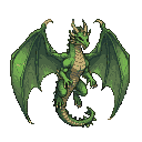Majestic green dragon with spread wings, tan underbelly, and sharp dark eyes and horns, seen from a top-down, three-quarters perspective.