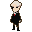 Pixel Art: A full-body pixel art game character sprite in a three-quart...