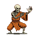 Pixel Art: skeleton monk kung fu fighter old shool game character