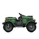 Dark green, vintage convertible automobile in profile with exposed engine and spoked wheels.