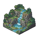 Pixel Art: waterfall, isometric tile