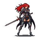 Pixel Art: female knight with red hair