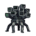Pixel Art: hydra on 4 legs with computer heads