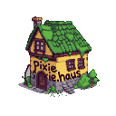 Pixel Art: pixie haus with graffiti "pixie.haus"